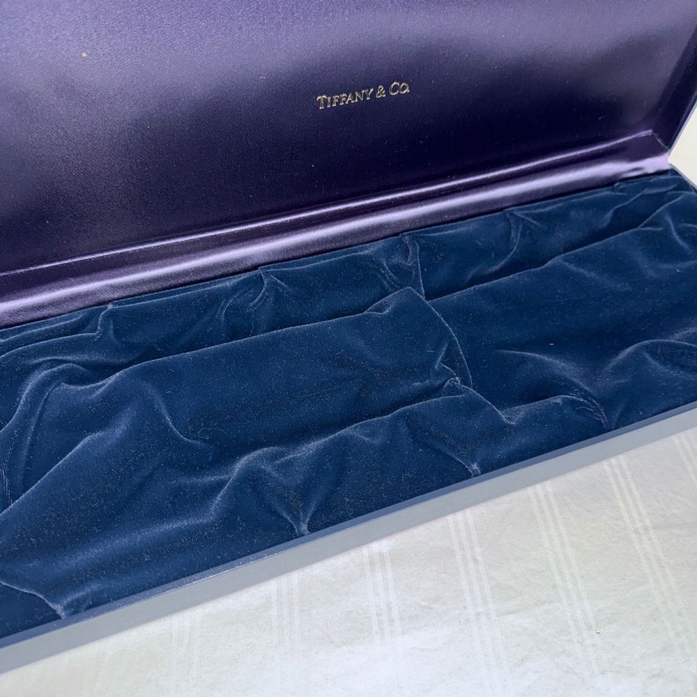 Tiffany & Co Navy Blue Velvet Flatware Jewelry Presentation Box Purple Satin